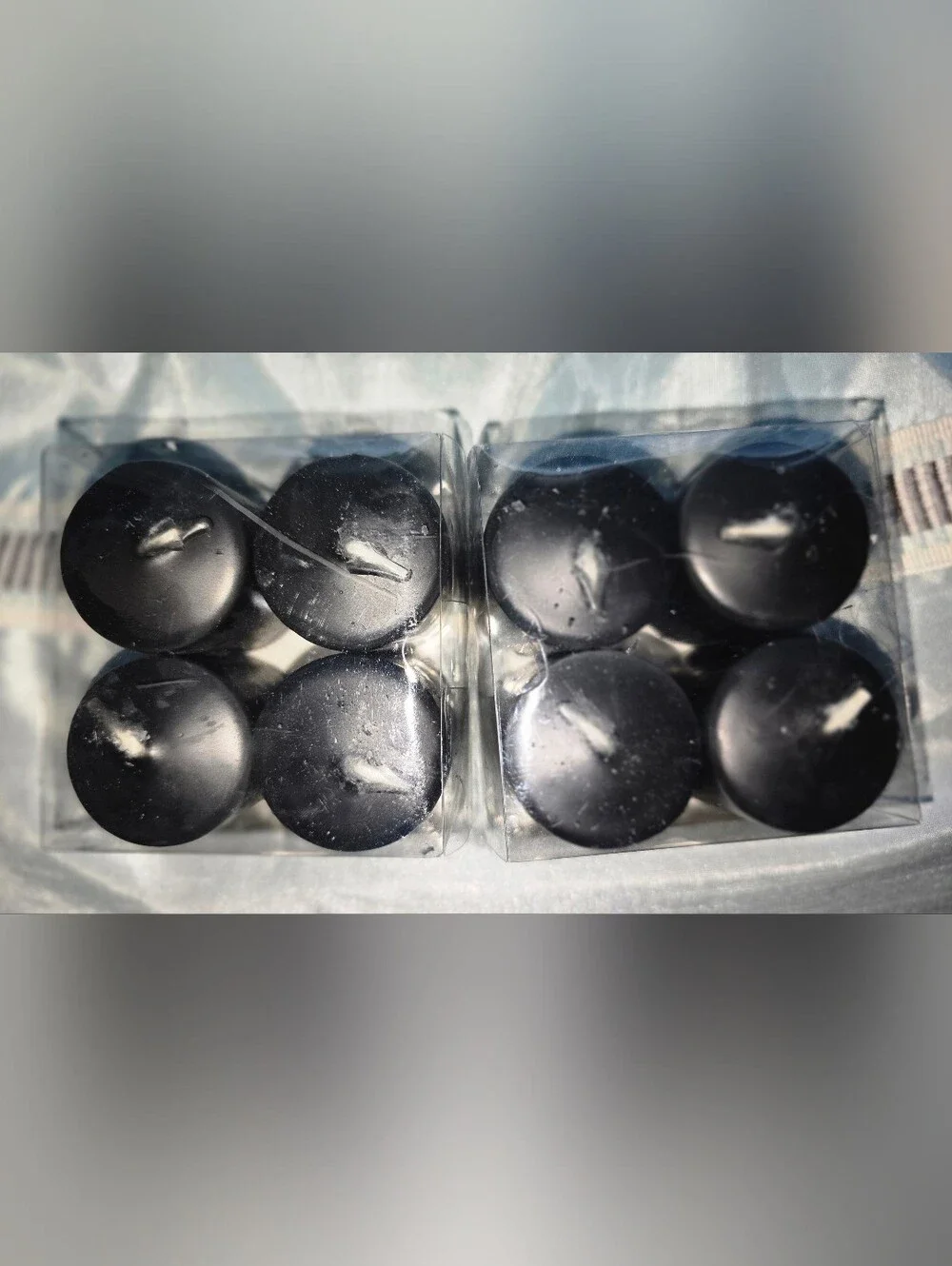 8 pc Tuscany burning votive candles black